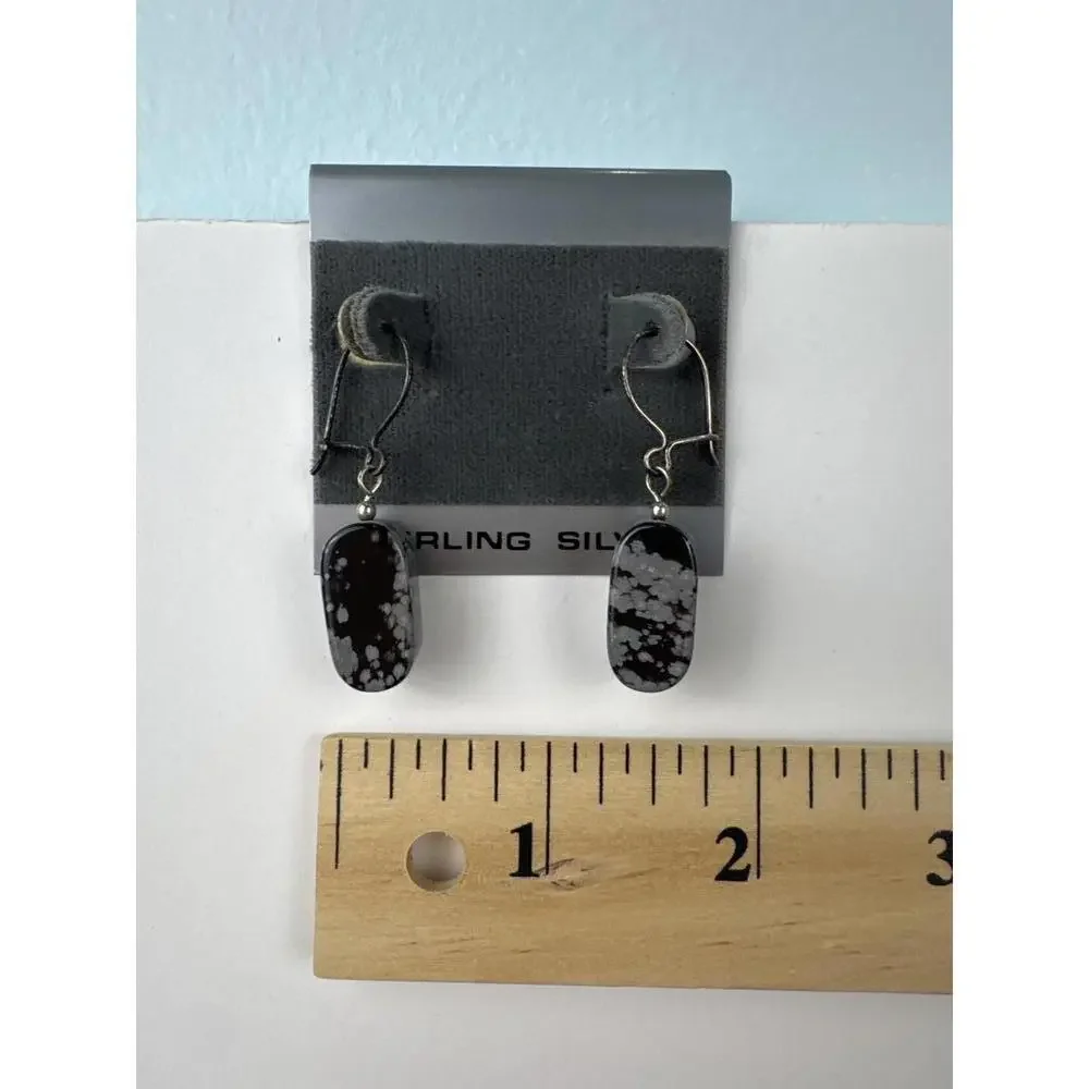Snowflake Obsidian Dangle Drop Earrings‎